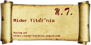 Mider Titánia névjegykártya